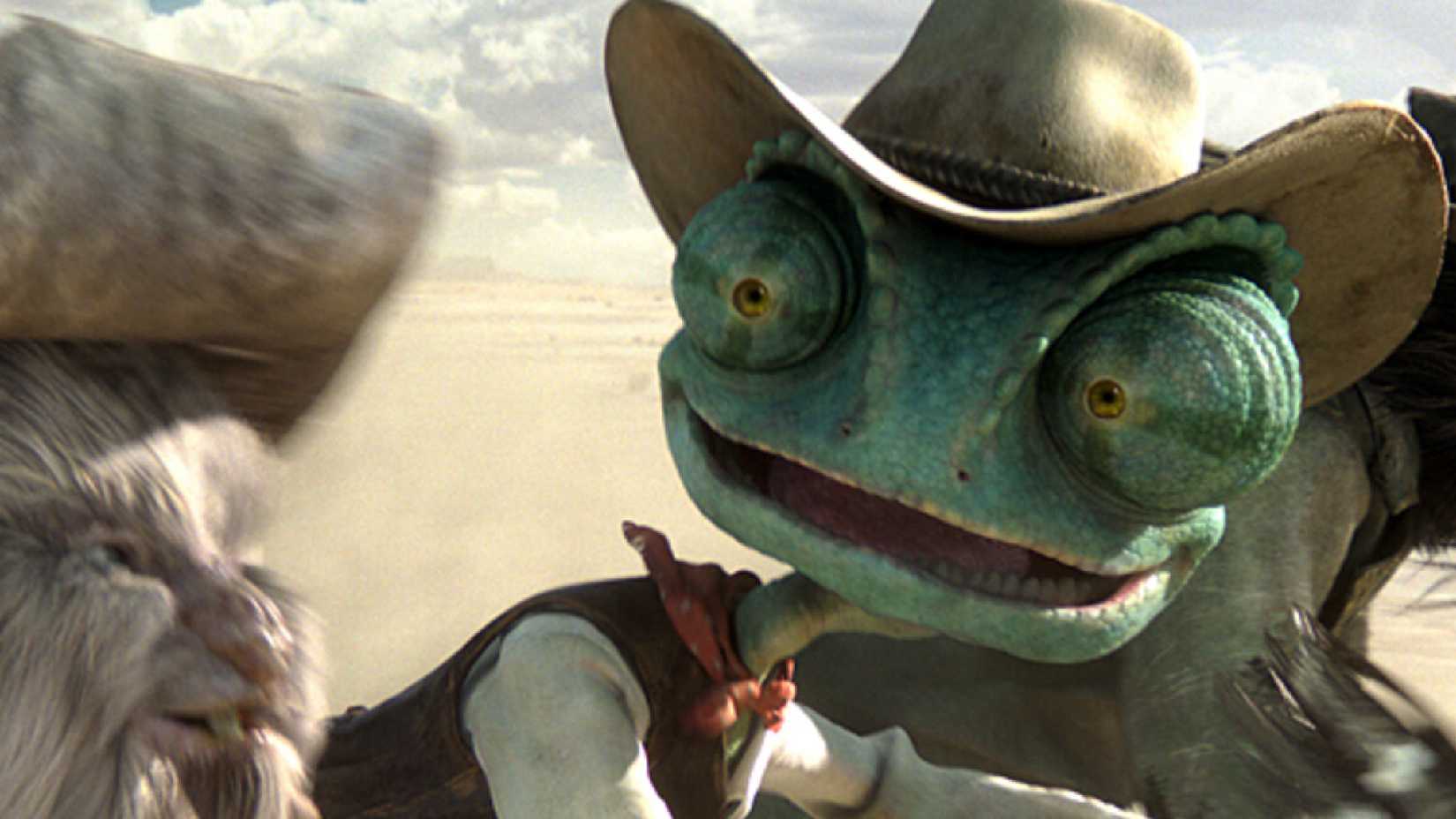 Rango wears a cowboy hat in the 2011 film