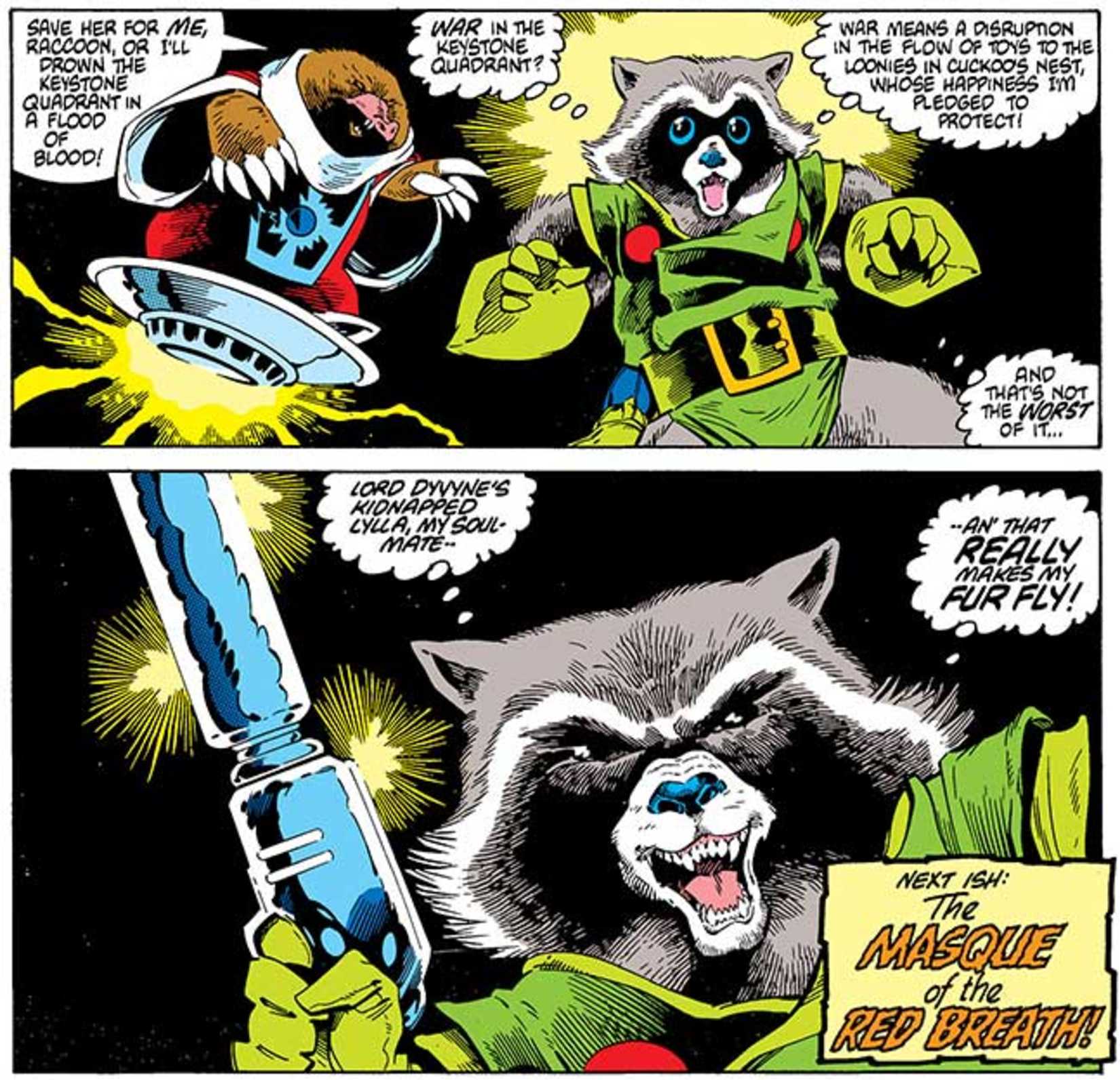 rocket raccoon original character as a sincere hero