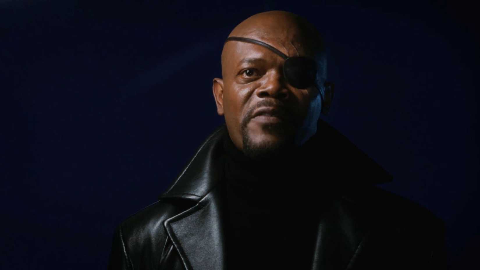 Samuel L. Jackson como Nick Fury na cena pós-créditos de Homem de Ferro
