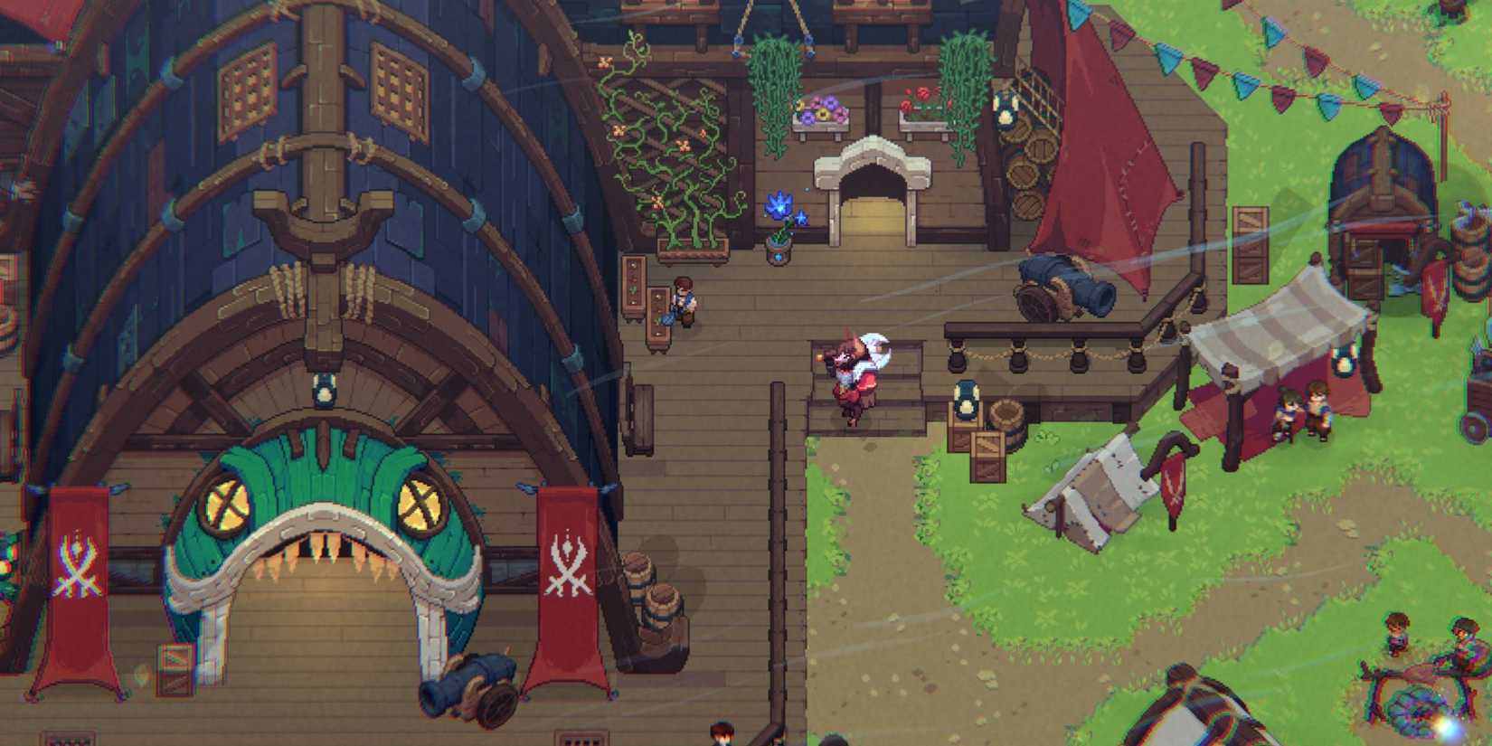 screenshot from the game Dimraeth with the main character in a town