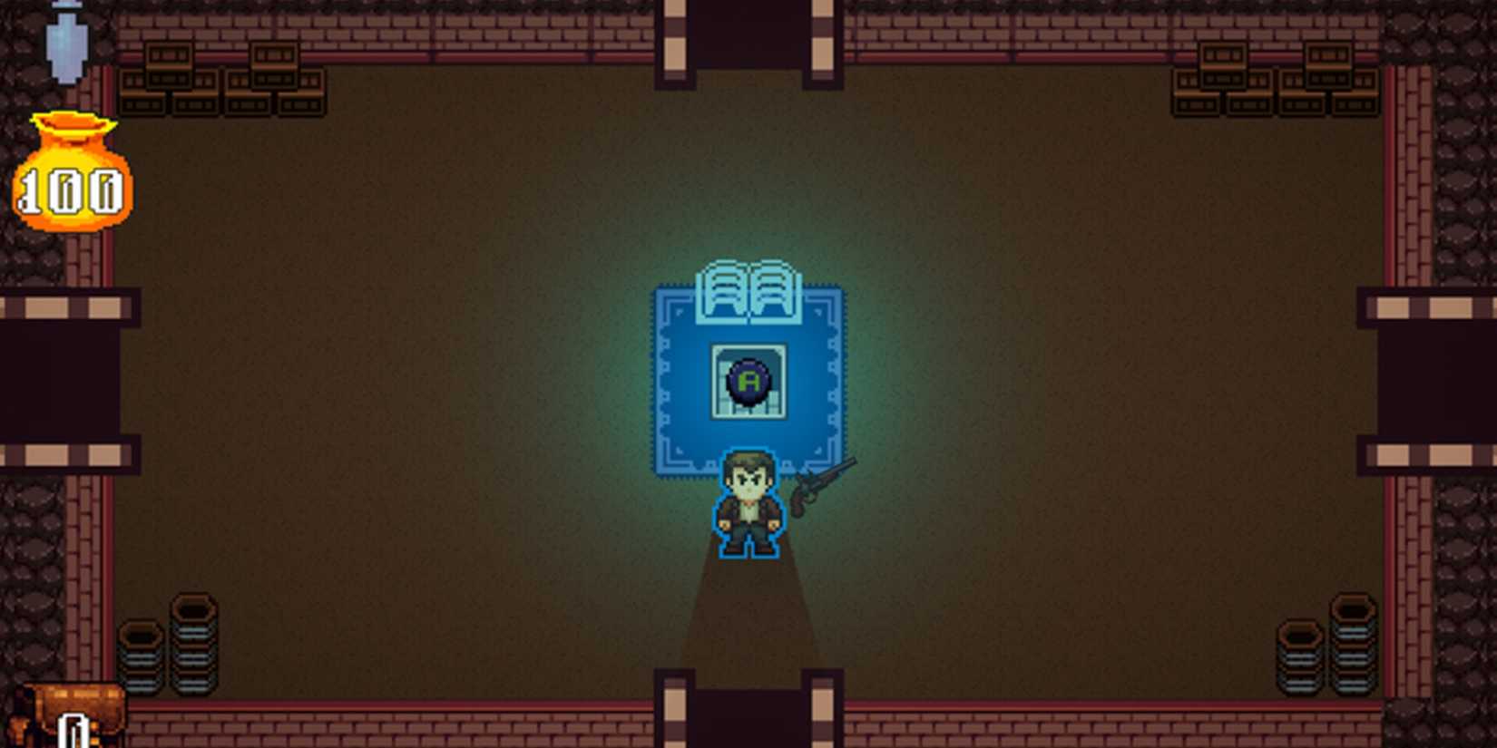 A character stands in a quiet room in Shadows of the Ruins.