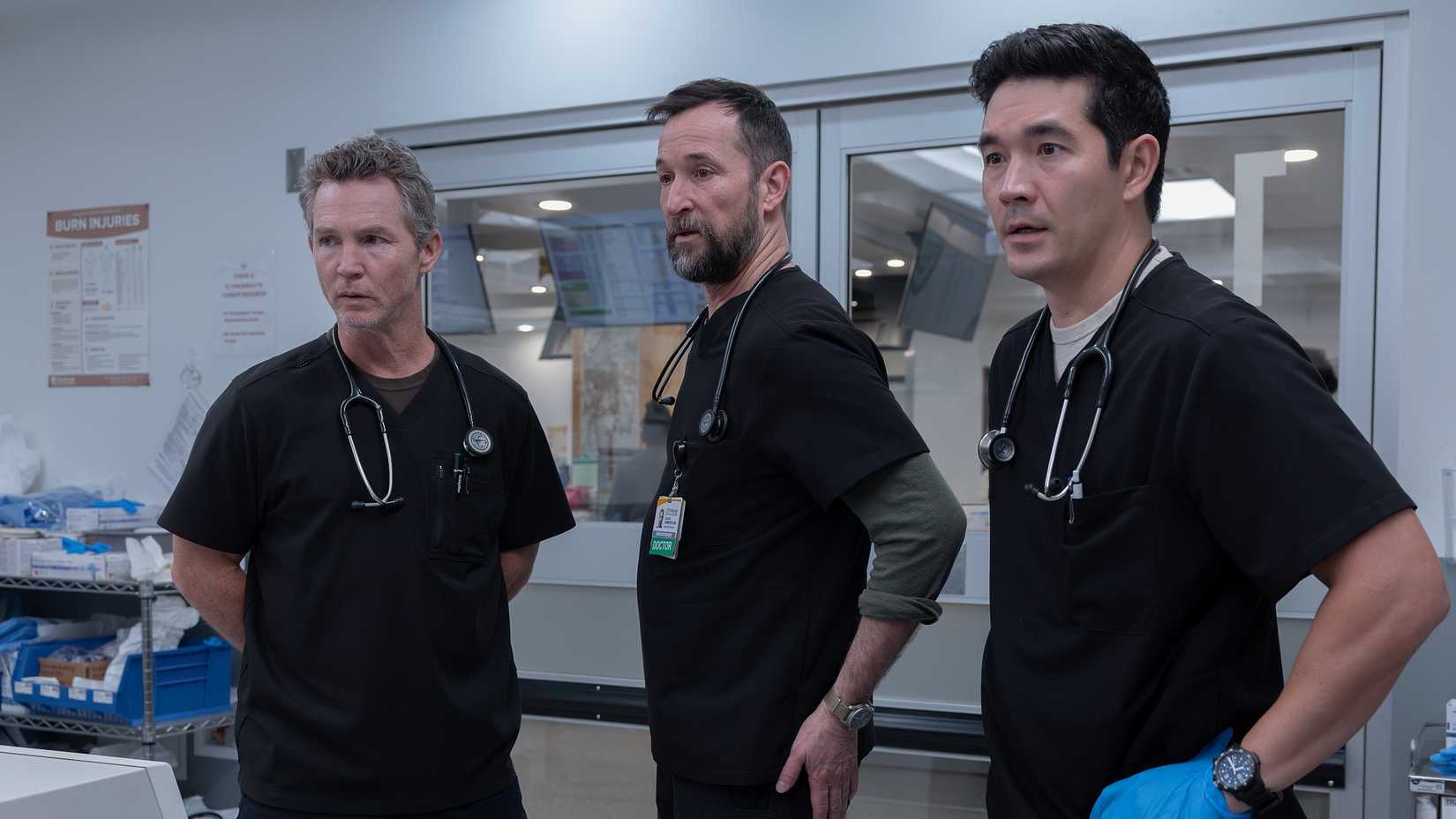 Abbot, Robby, e Shen em The Pitt 2, episódio 15