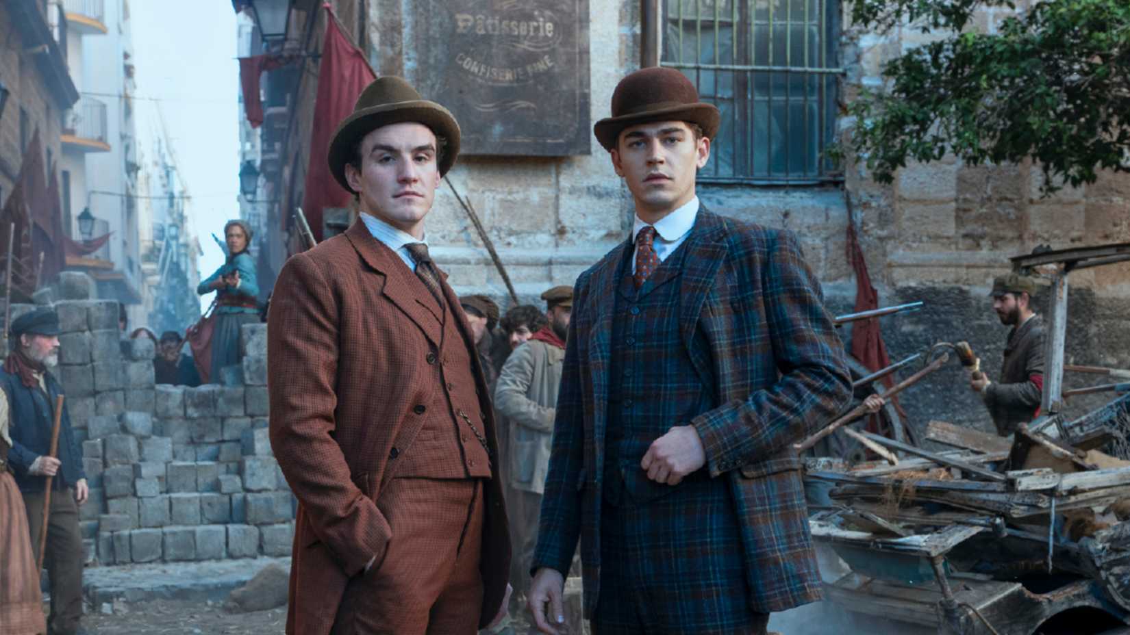 sherlock and his friend standing in young sherlock season 1