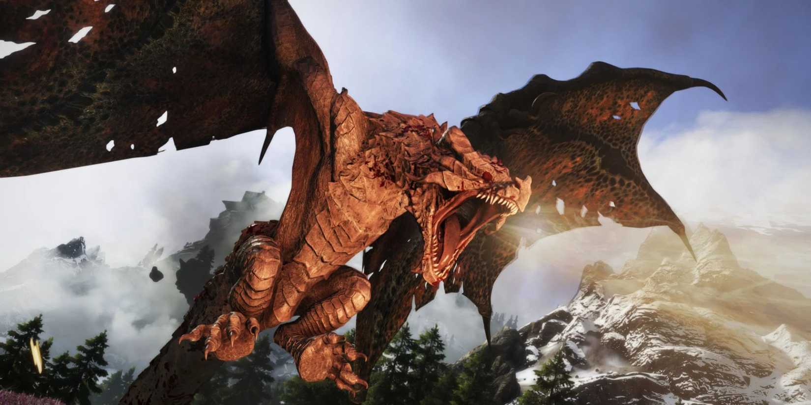 A dragon in Skyrim New Dawn