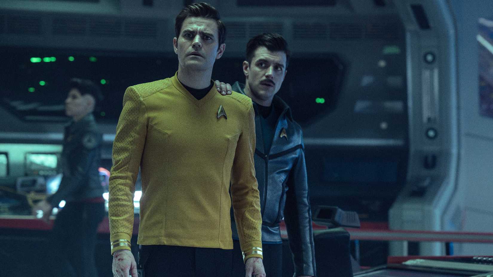 Sam Kirk putting his hand on Jim Kirk's shouder