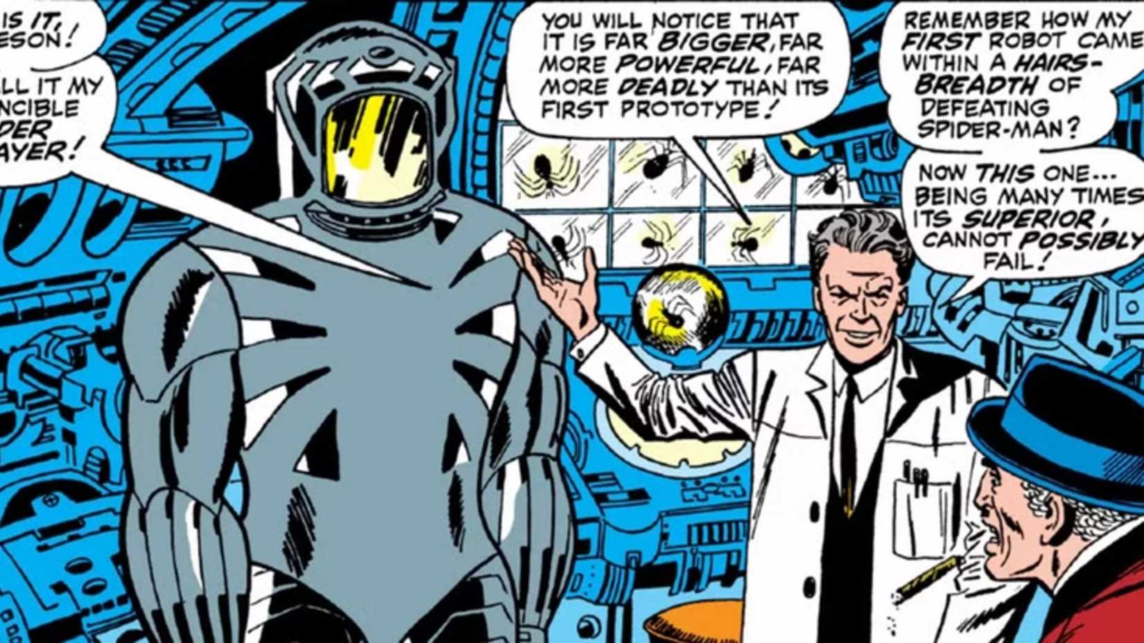 Spencer Smythe, o Caça-Aranhas, e J. Jonah Jameson nos quadrinhos do Amazing Spider-Man