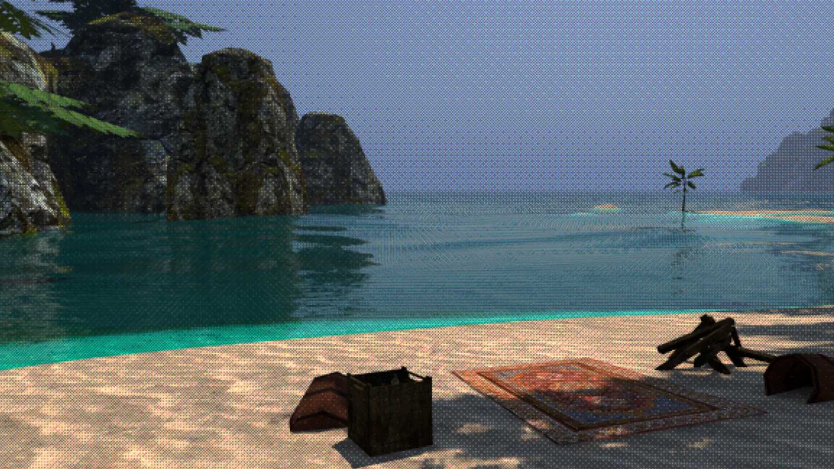 A beach in The Lantern of the Laughless Saint