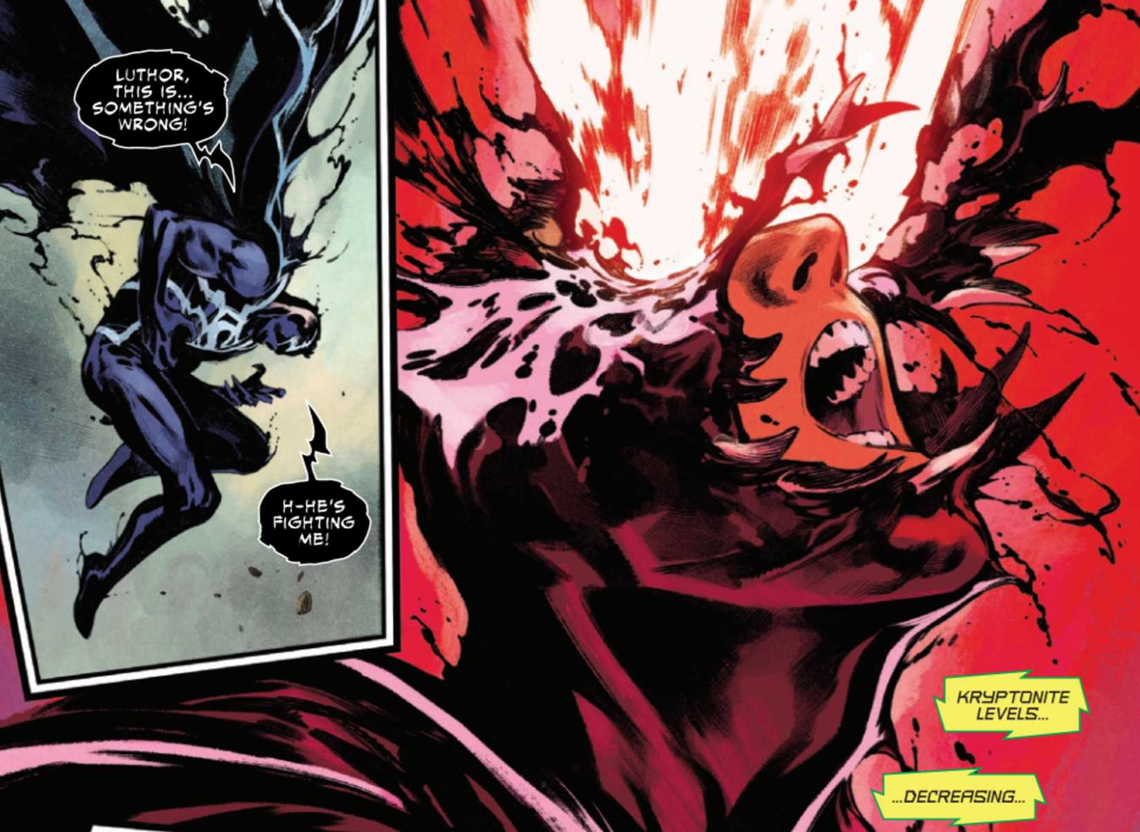 superman unleashes heat vision to save himself from spider-man's venom
