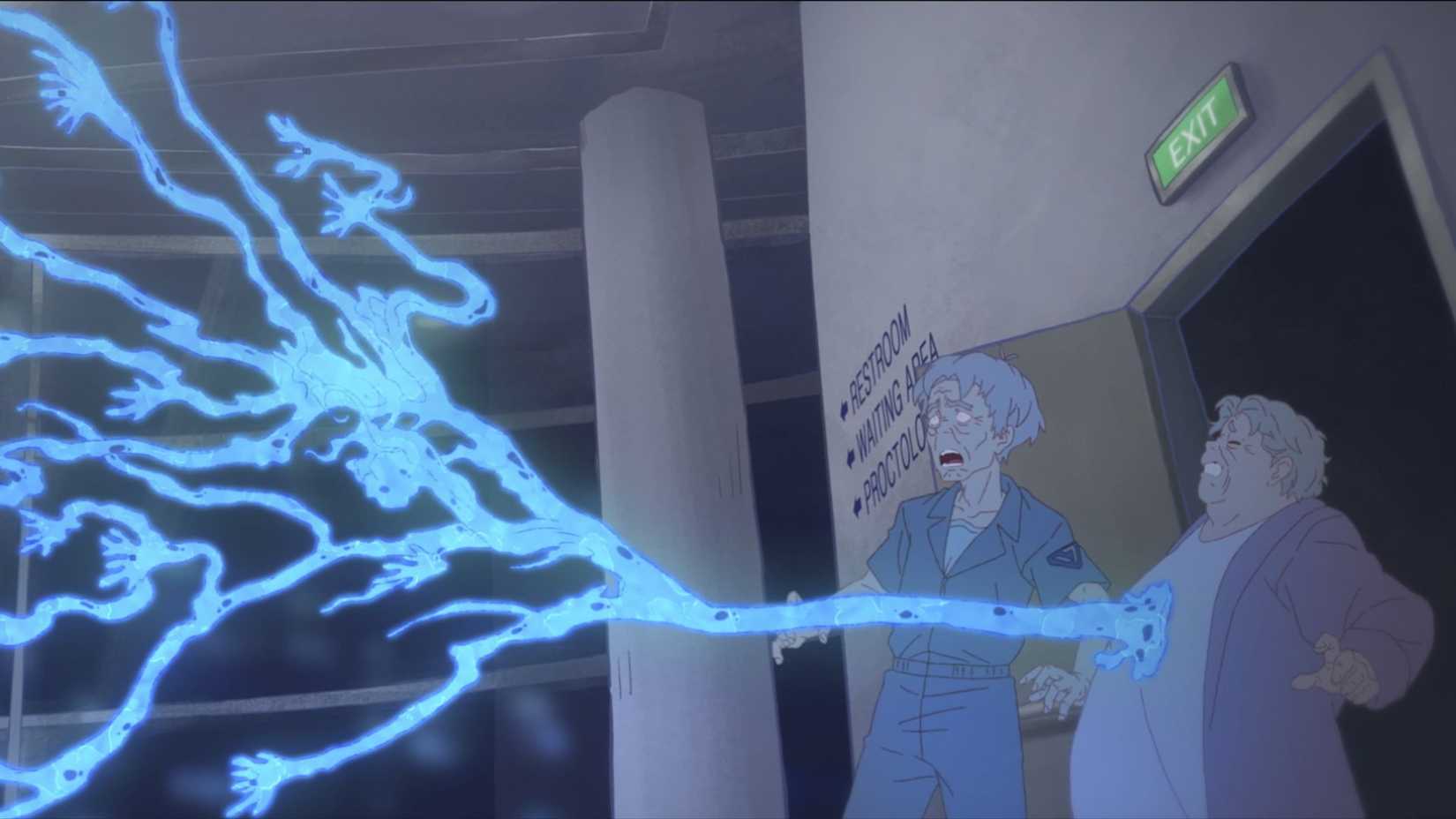 A blue ectoplasm coming out of a woman in a hospital in The Boys Presents: Diabolical.