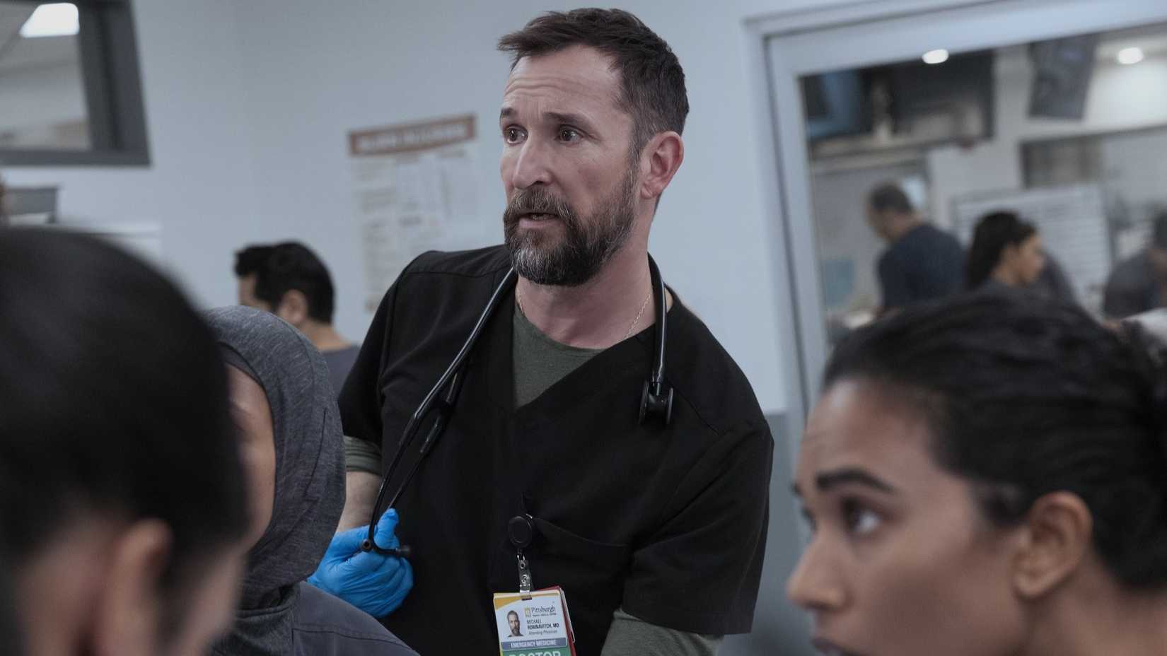 Robby (Noah Wyle) looking concerned in The Pitt season 2
