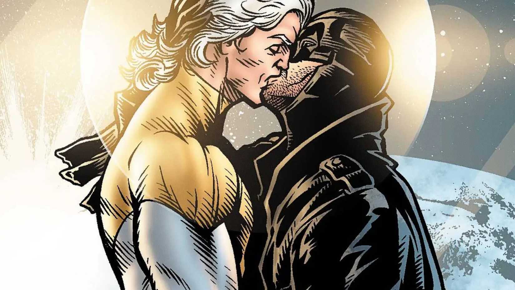 The Authority's Apollo and Midnighter kiss in DC Comics