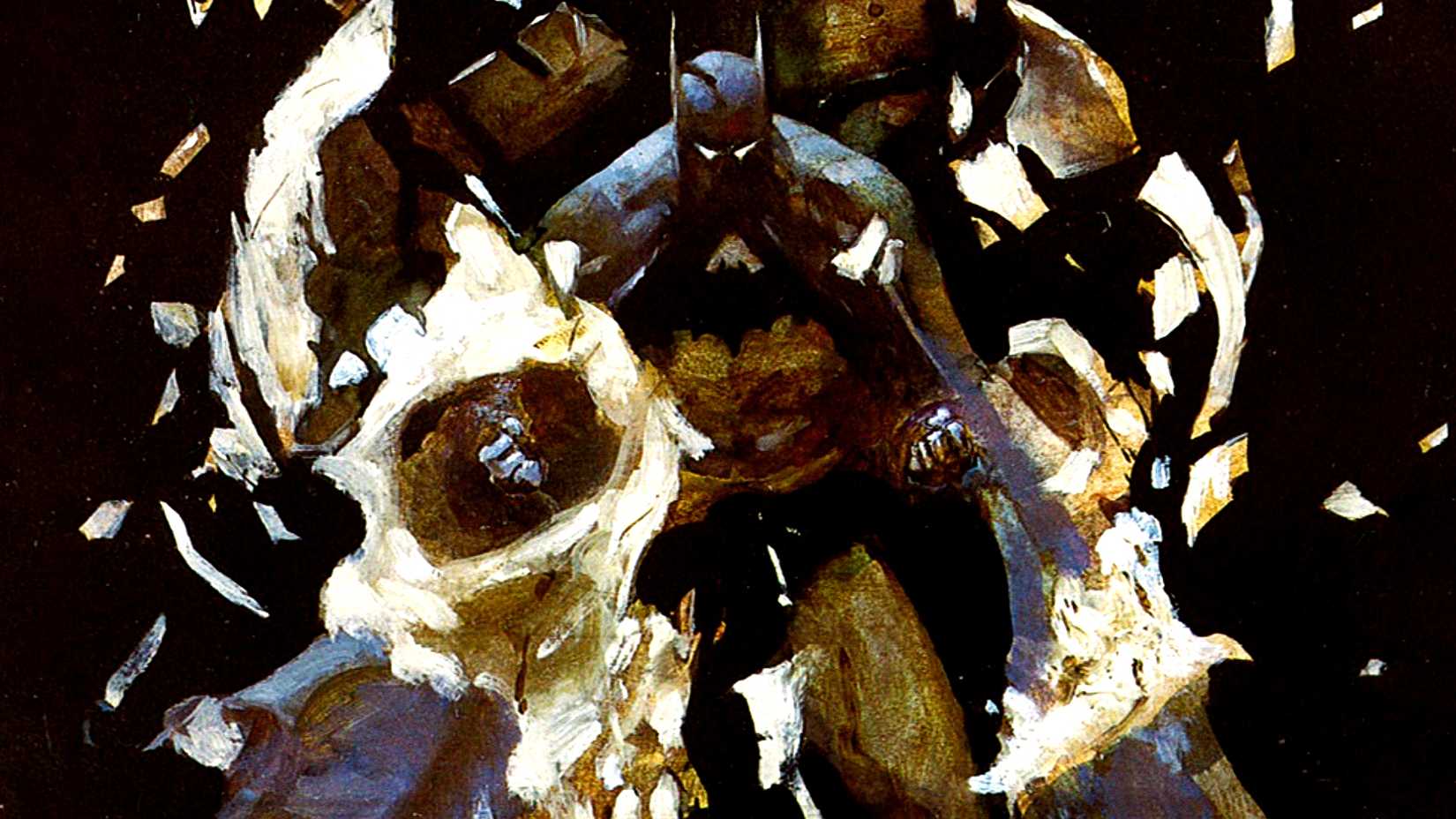 The Dark Knight breaks a giant skull from the inside in Batman Shaman