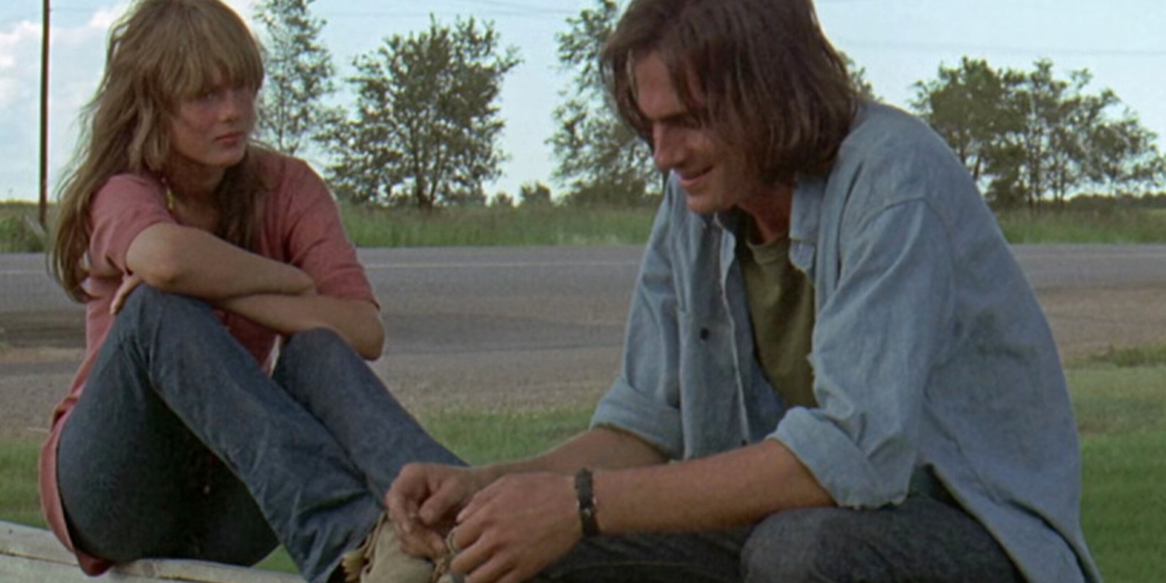 Laurie Bird como a Garota e James Taylor como o Piloto em Two-Lane Blacktop