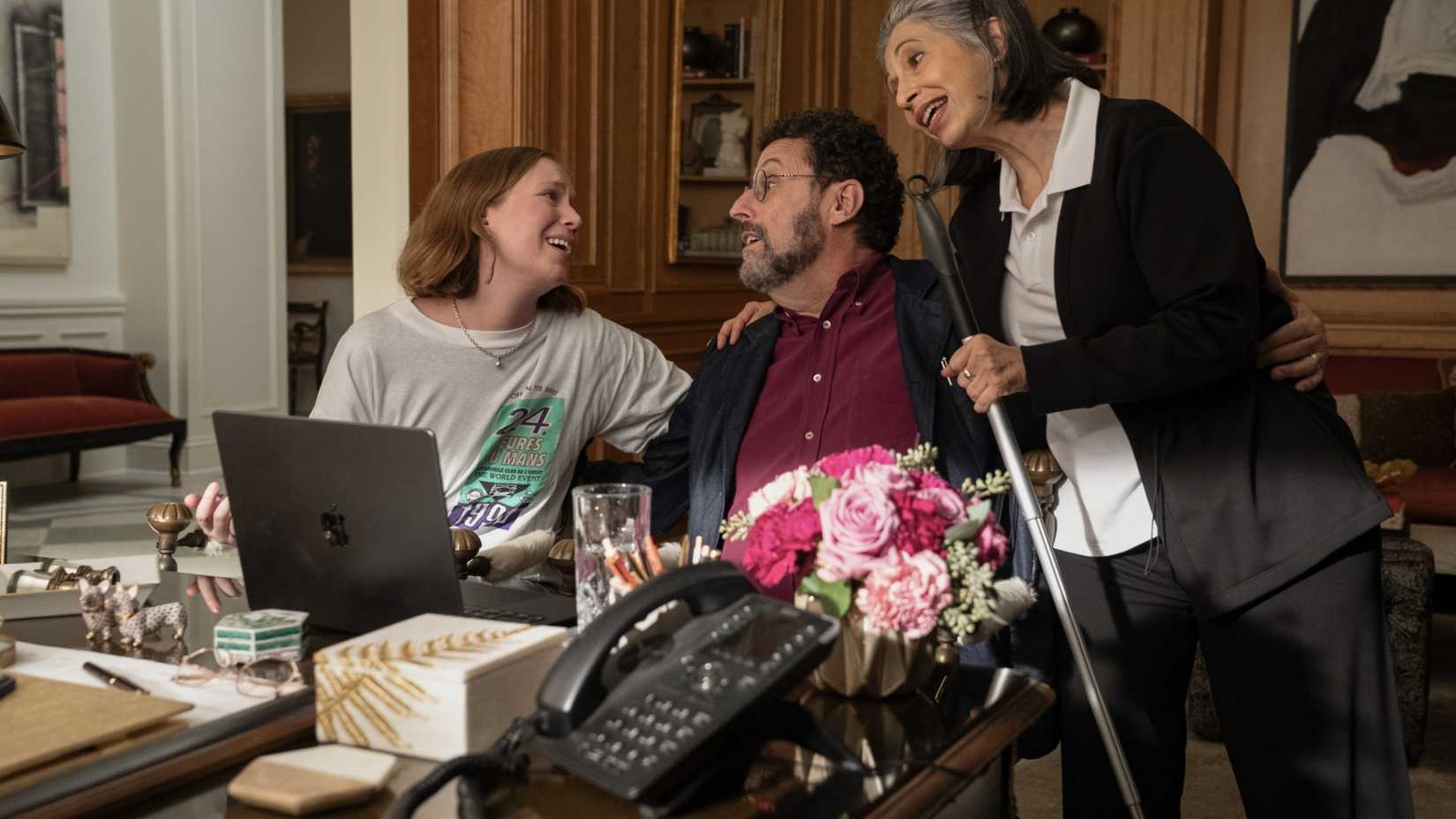 tony kushner singing with hannah einbinder and rose abdoo in hacks