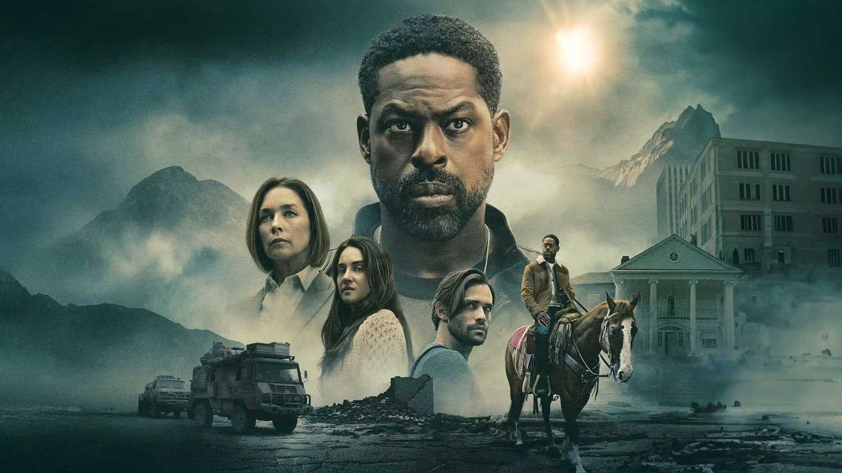 Promotional art for Paradise, featuring the main characters against a dark and moody backdrop