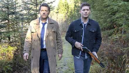 Dean and Castiel from Supernatural hunting