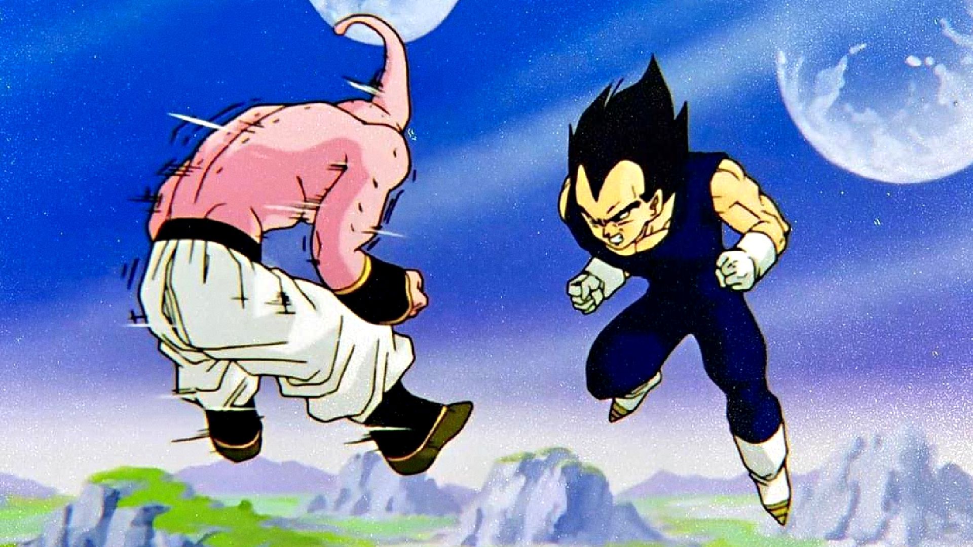 Vegeta enfrenta Kid Buu sozinho