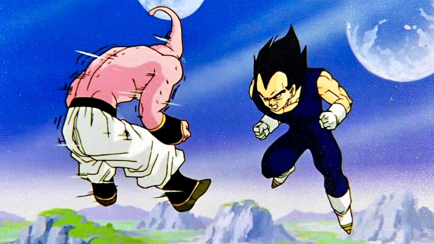 Vegeta luta contra Kid Buu em Dragon Ball Z