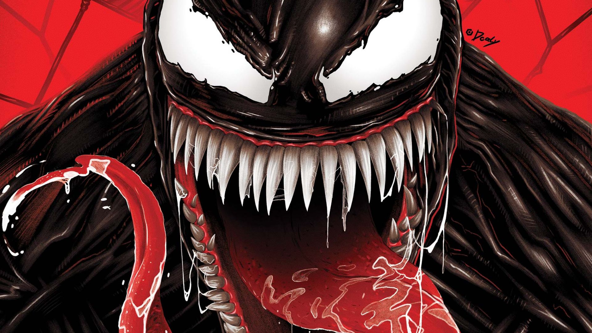 Venom moves his tongue around in Marvel Comics cover art