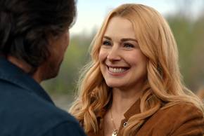 Mel smiles while looking at Jack in Virgin River season 7 episode 3