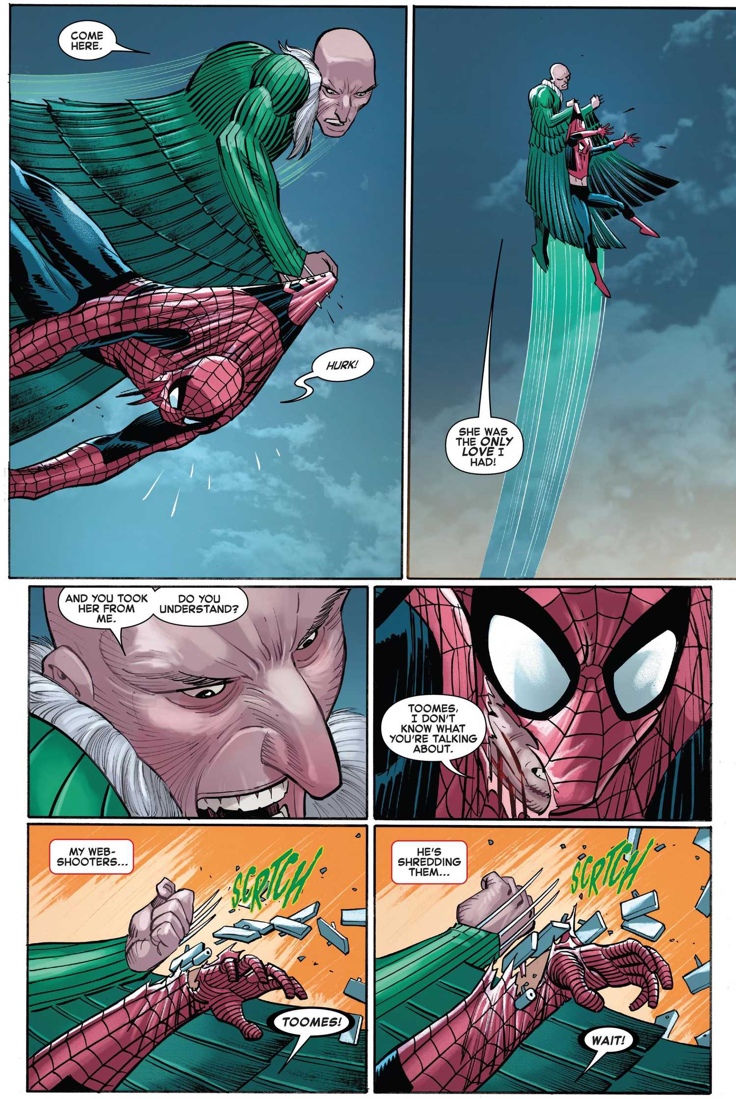 vulture attacks spider-man, enraged over his granddaughter
