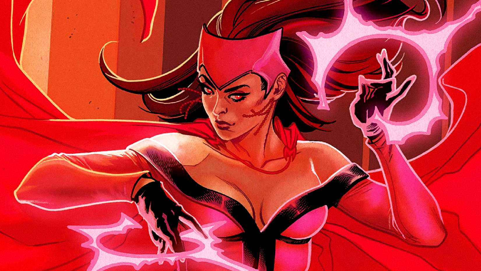 Wanda Maximoff aka Scarlet Witch casts a magic spell