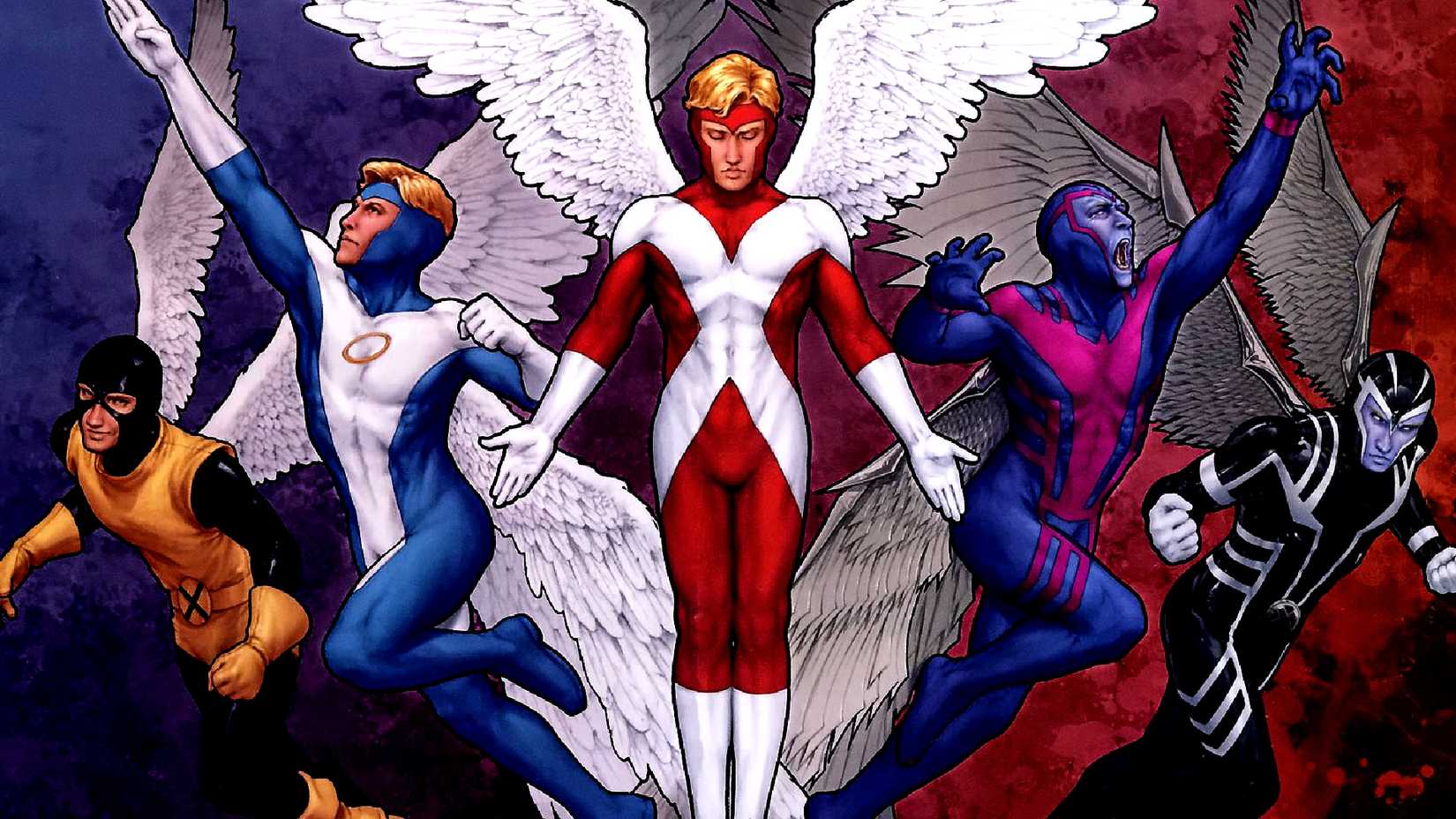 Warren Worthington III aka Angel and Archangel flies sporting all his iconic X-Men looks from Marvel Comics