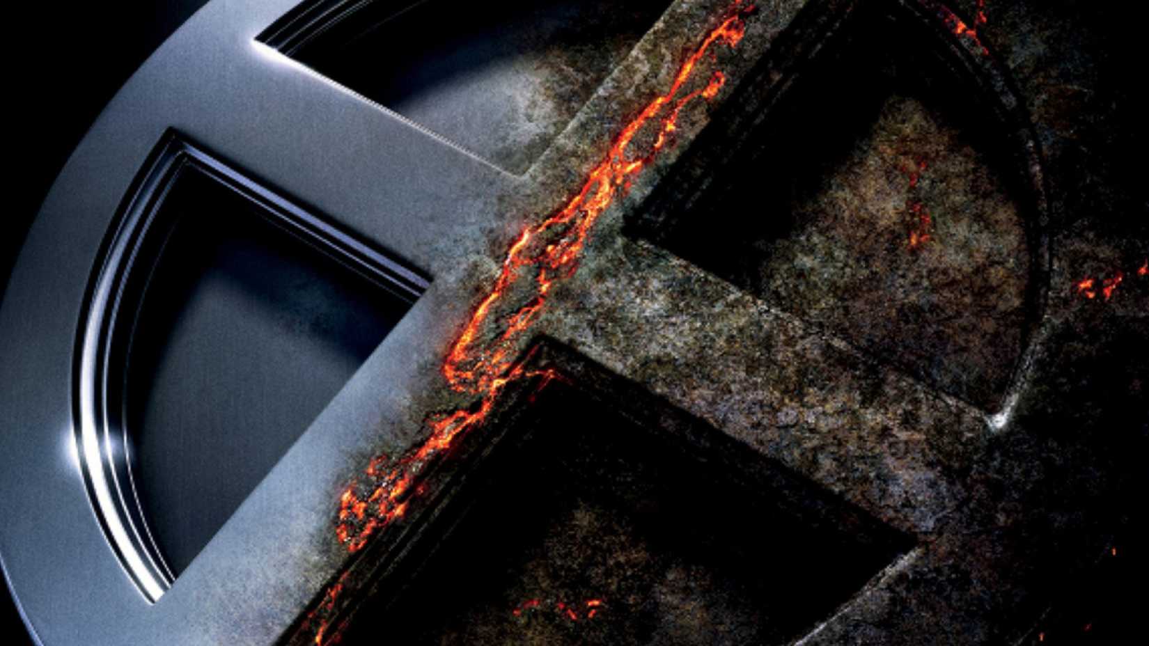 x-men logo on fire