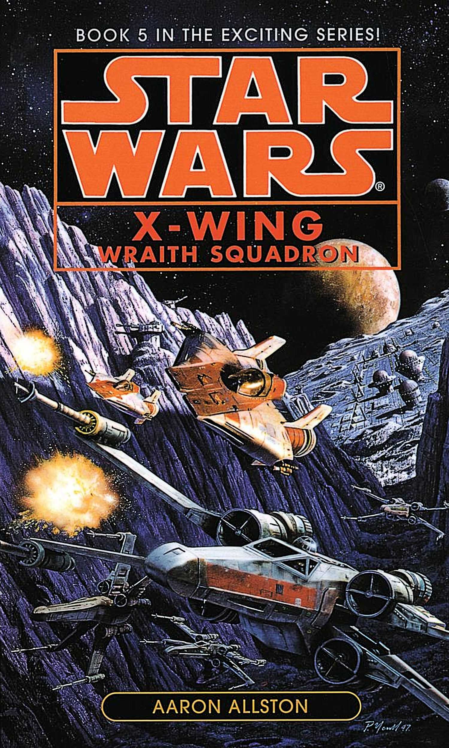 X-Wing Wraith Squadron cover, an A Wing and an X-Wing making a trench run