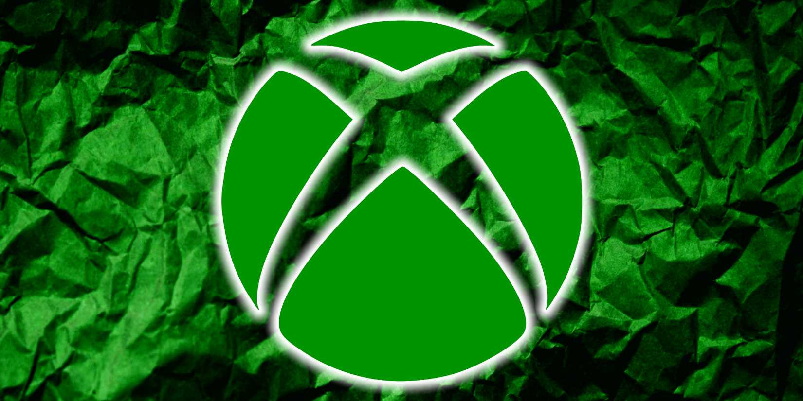 The green Xbox logo is superimposed a green crumpled background.