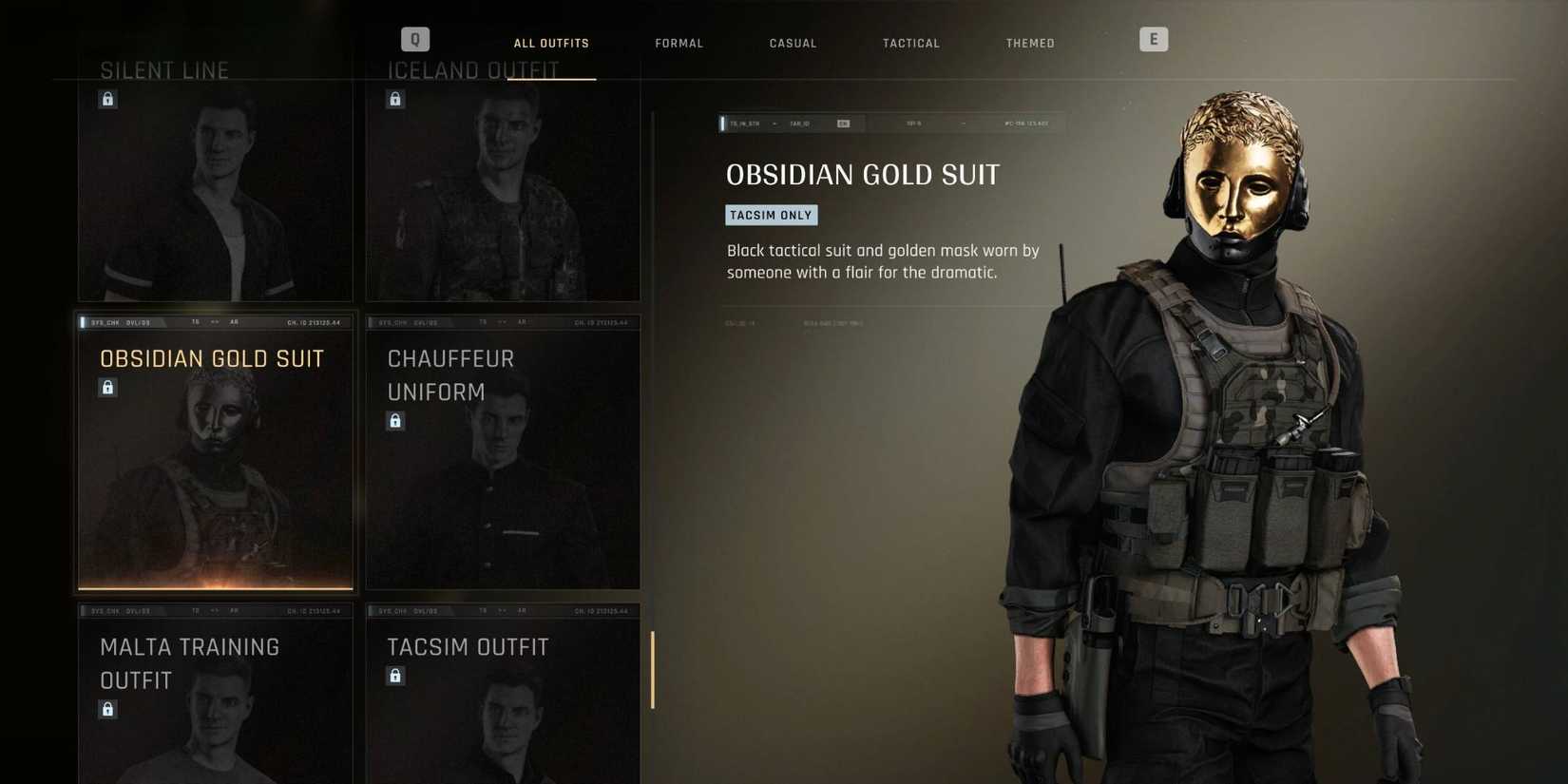 007 First Light suit inventory