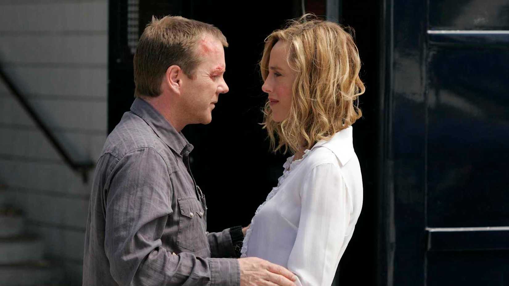 Jack Bauer standing close in front of Audrey Raines in the 24 season 5 finale
