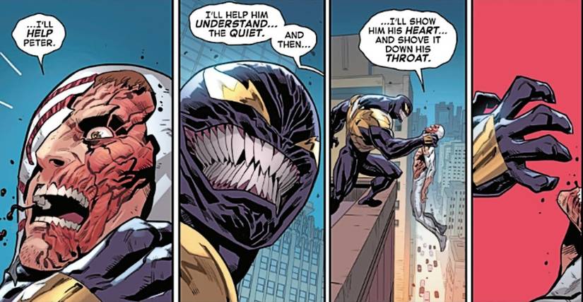 Amazing Spider-Man #27, Venom drops Torment off a building