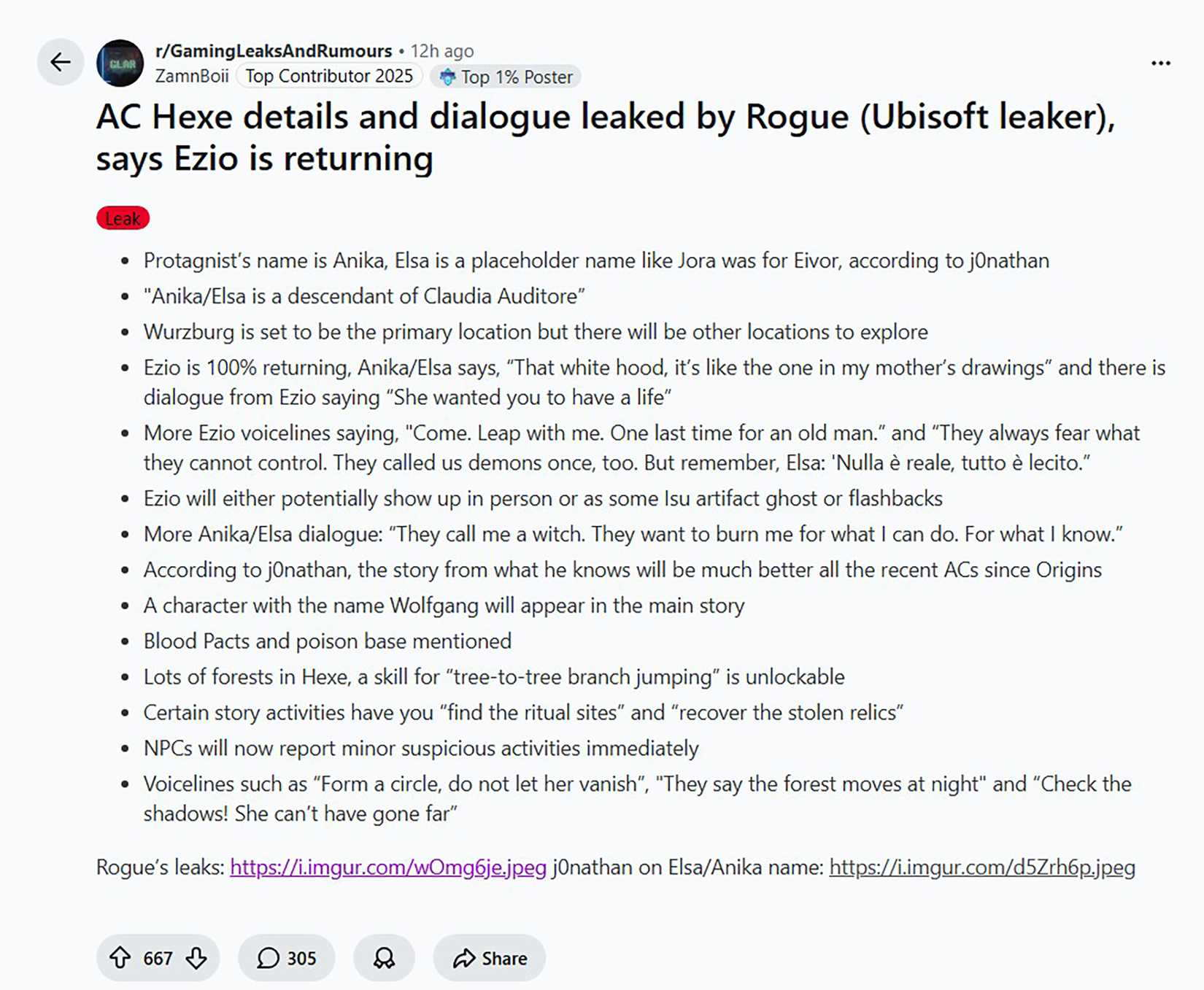 Assassins Creed Hexe Leaks Reddit