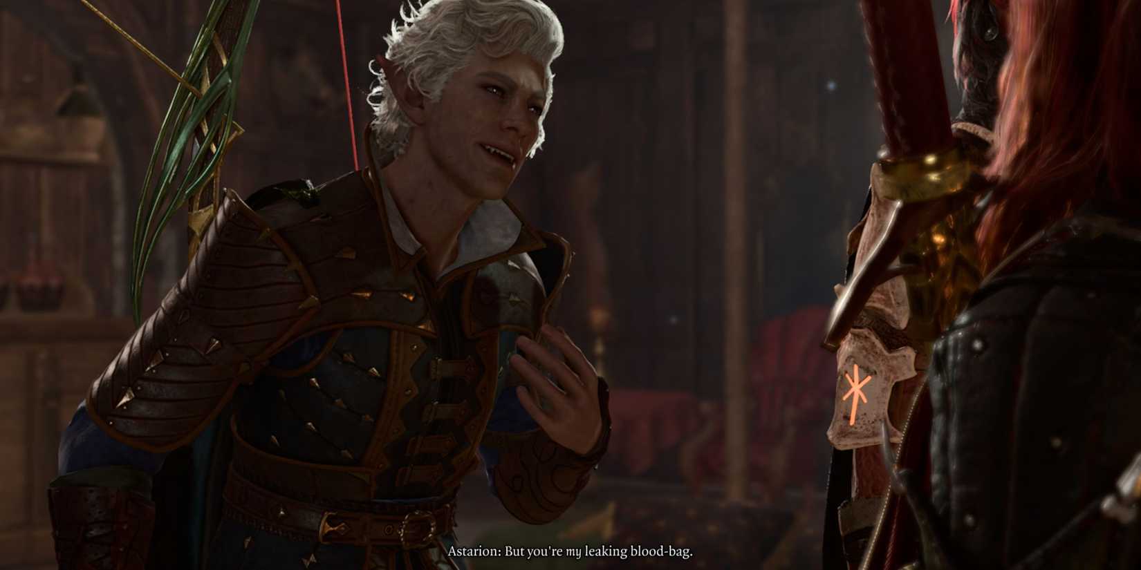 Astarion talking to Captain Grisly in Baldurs Gate 3