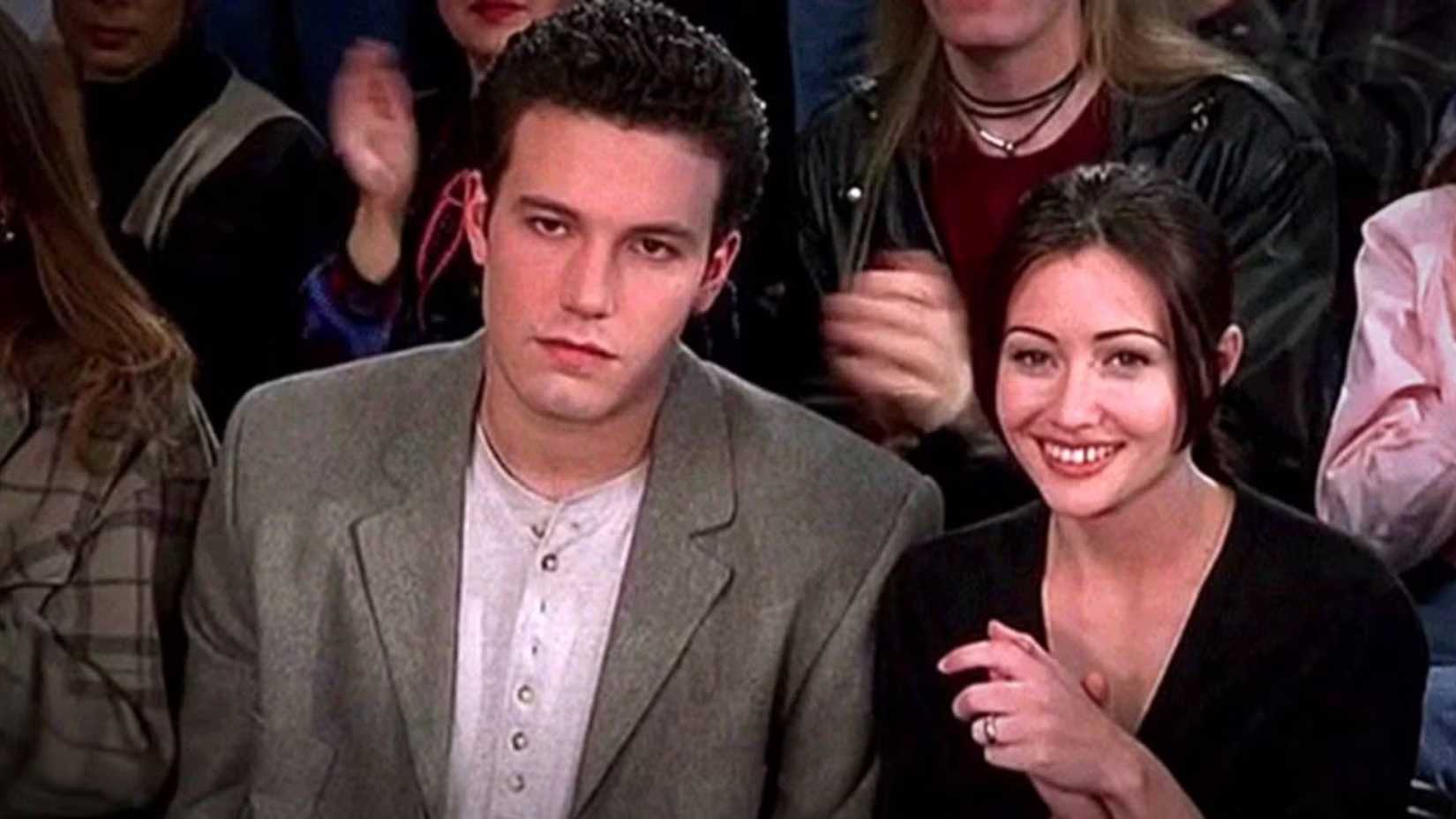 Ben Affleck angrily looks on during the Mall Rats game show scene