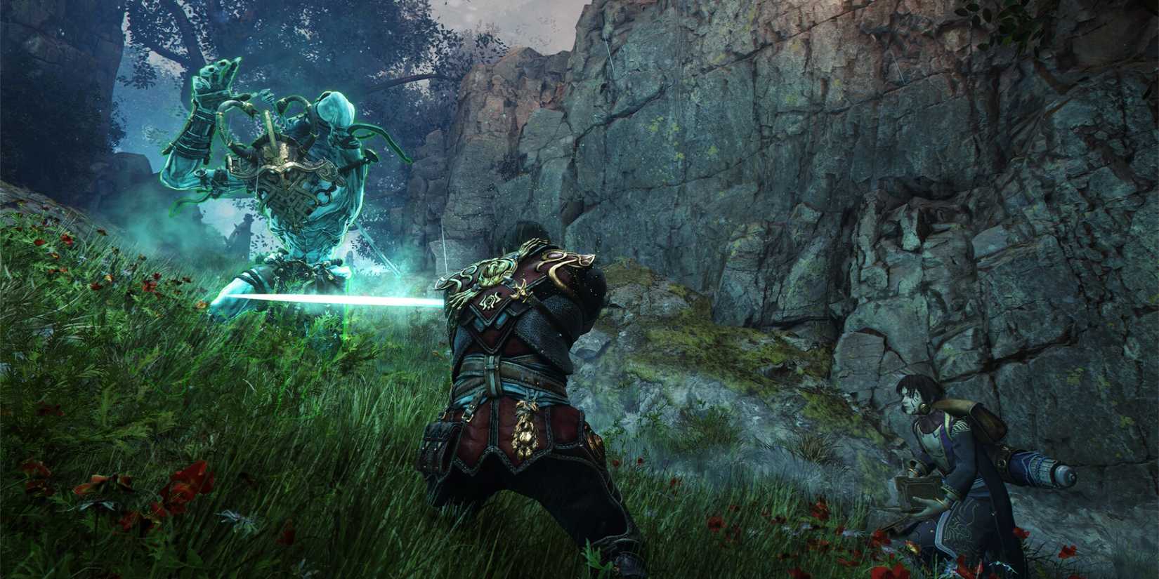 Aran and Adso get ready to face an enemy in Blades of Fire.