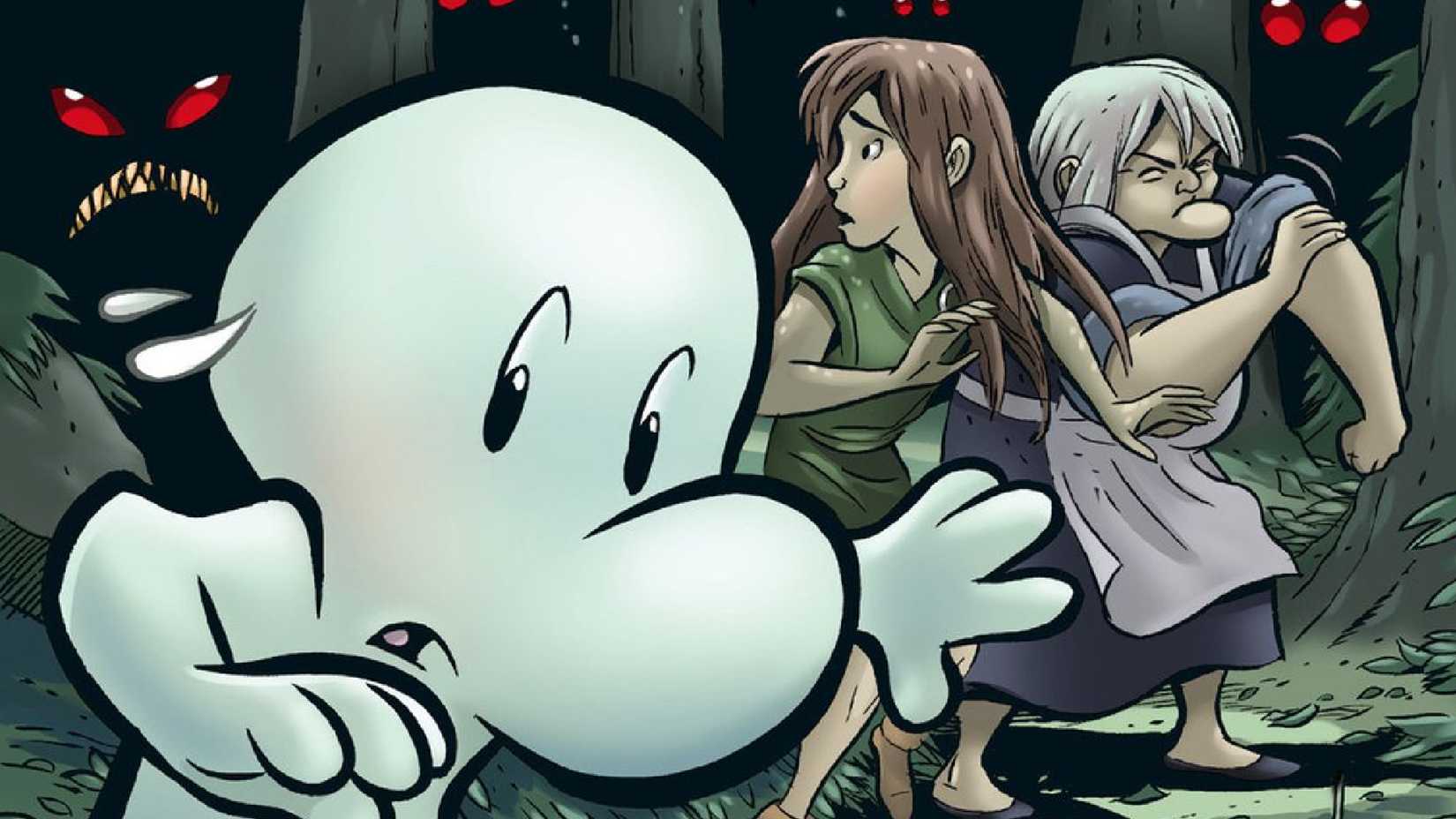 bone comic art showing the characters surrounded by monsters