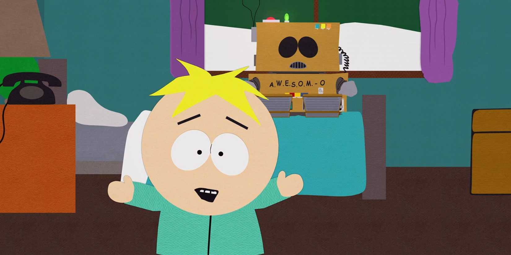 Butters e o robô Awesom-O em cena de South Park