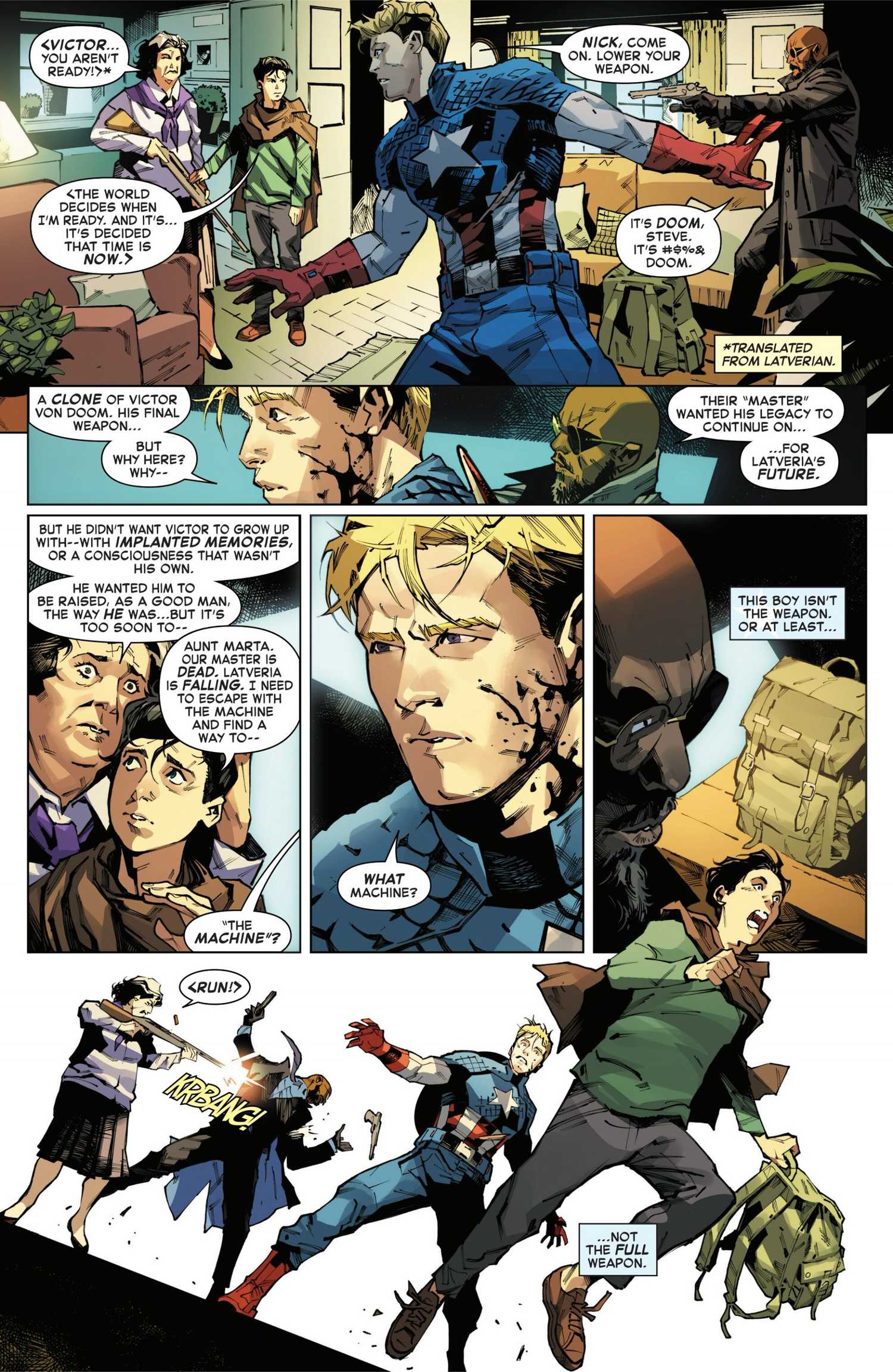 Captain America and Nick Fury Meeet Teenaged Clone of Doctor Doom in Captain America #11