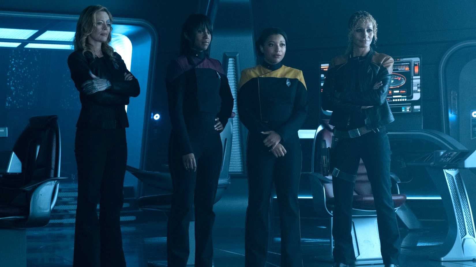 Capitã Seven of Nine, Sidney La Forge e Raffi Musiker em Star Trek
