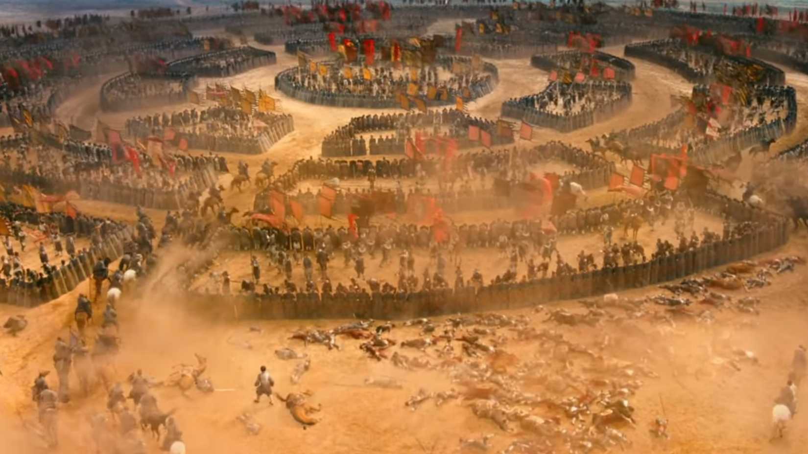 Cavalry soldiers are lured into the turtle formation in Red Cliff