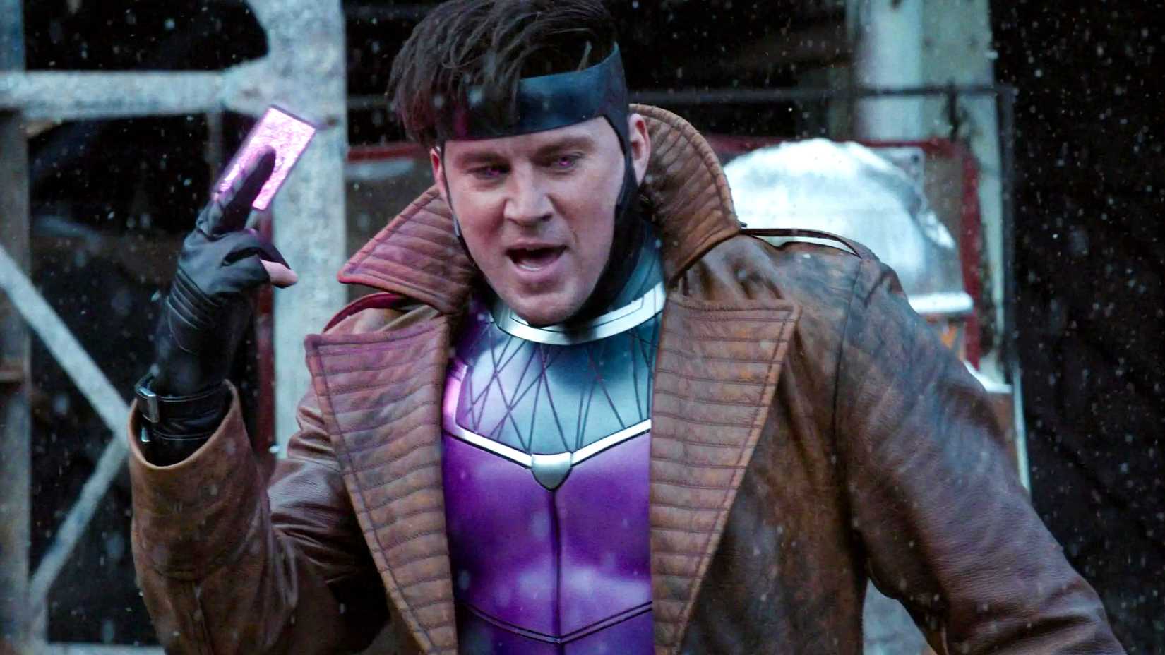 channing tatum as gambit holding a card in deadpool wolverine