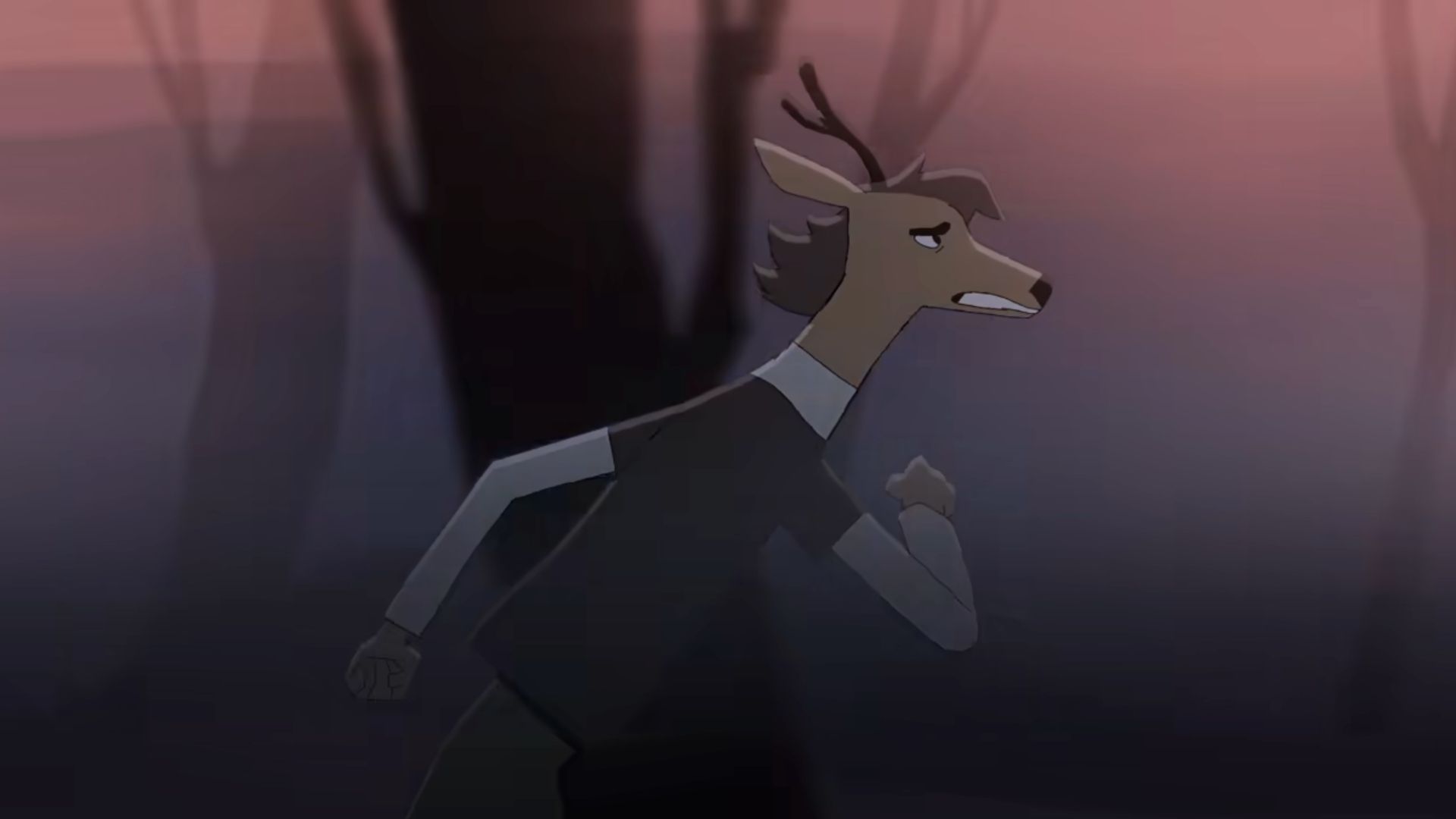Personagem correndo em cena de Where Is Tracy Maddison