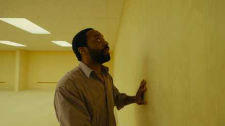 Chiwetel Ejiofor as Clark in the liminal space room in Backrooms