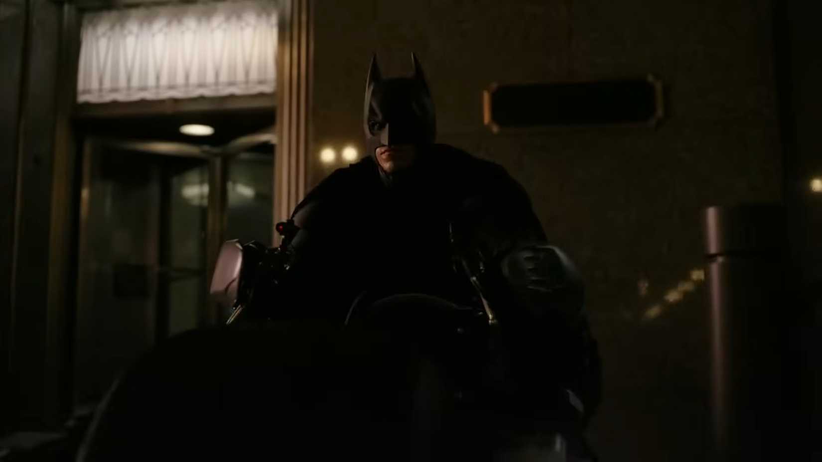 Christian Bale as Batman on the Batpod in The Dark Knight
