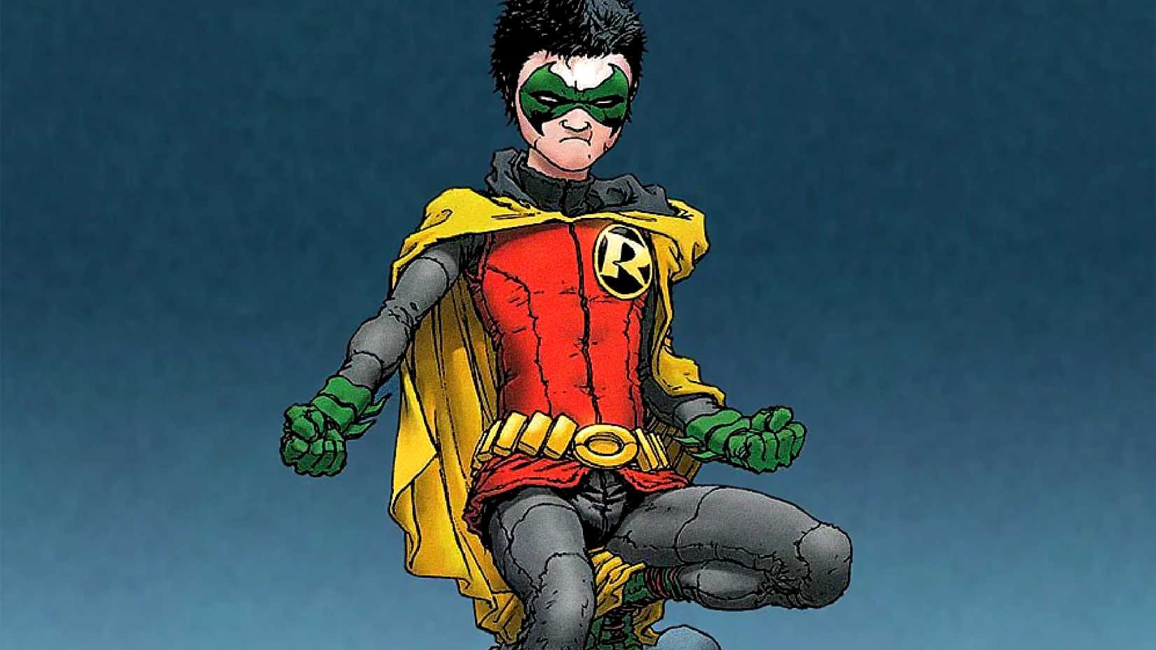 Damian Wayne wears his original Robin costume