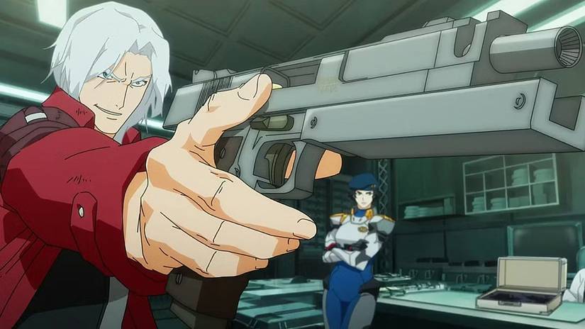 Dante empunhando suas pistolas Ebony e Ivory na segunda temporada de Devil May Cry.