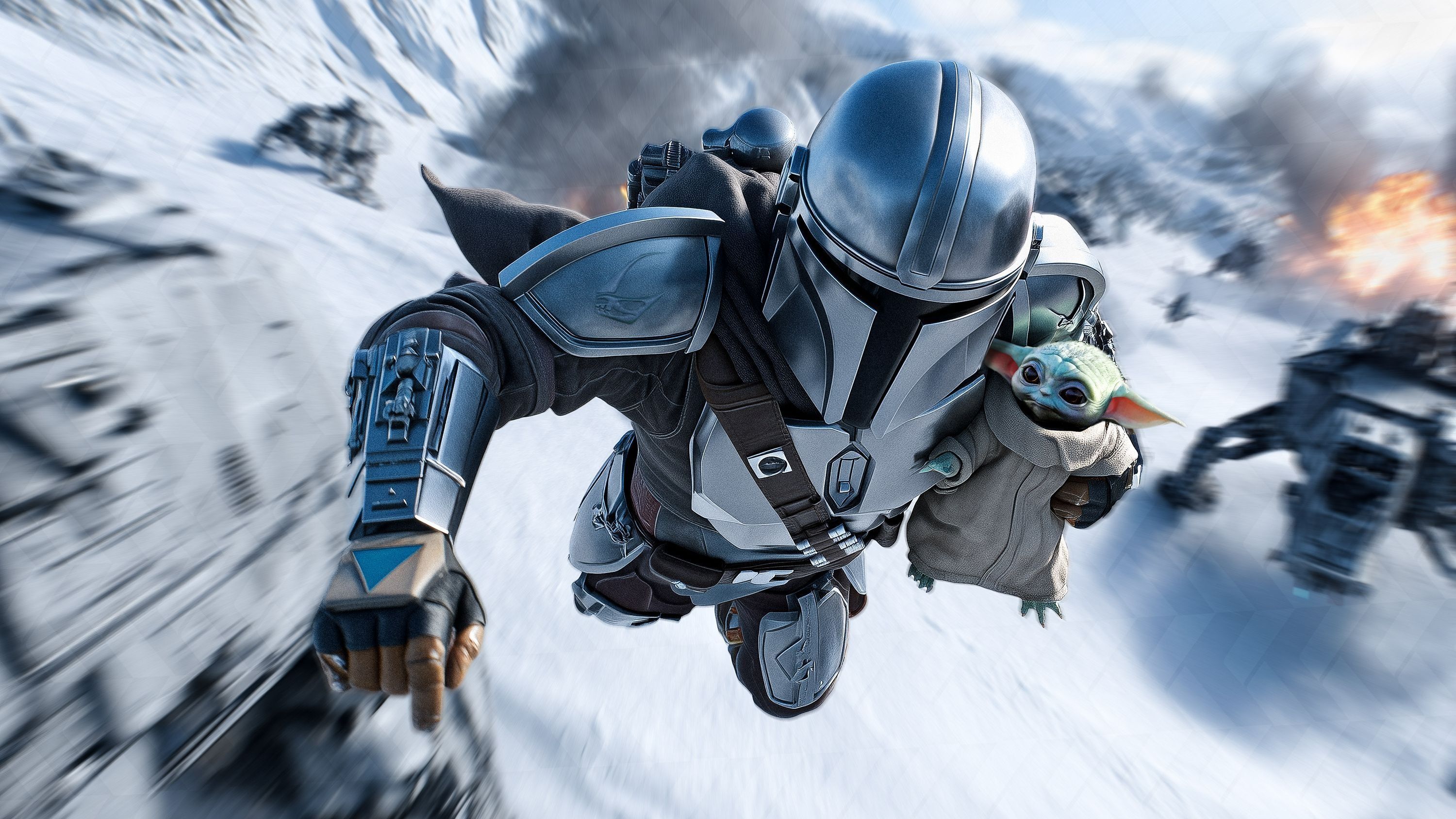 Din Djarin and Grogu in promotional art for The Mandalorian and Grogu