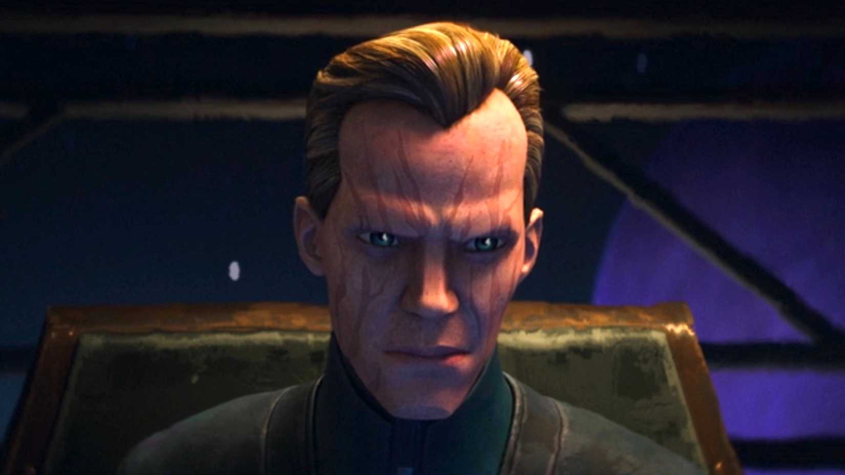 Dryden Vos em comunicação holográfica na série Maul - Shadow Lord
